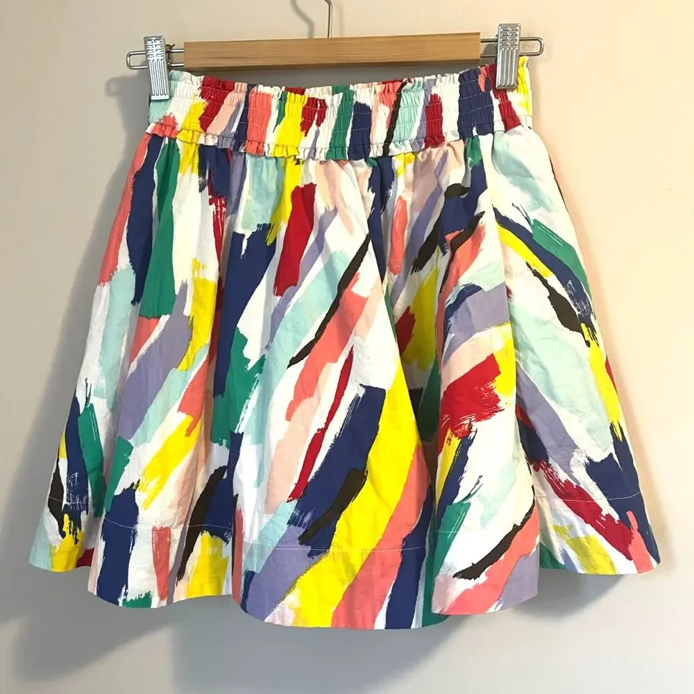 Kate Spade Girls sz. L or 12Yrs Multi Colored Brush Strokes Pull-on Lined Skirt